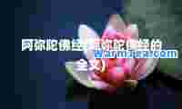 阿弥陀佛经(阿弥陀佛经的全文)