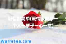 爱情很简单(爱情很简单一个人一辈子一心一意)