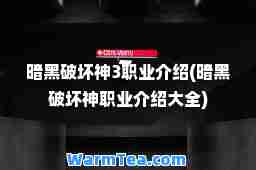暗黑破坏3职业介绍(暗黑破坏职业介绍大全)