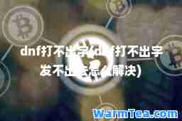 dnf打不出字(dnf打不出字发不出去怎么解决)