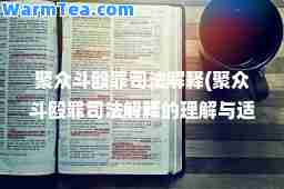 聚众斗殴罪司法解释(聚众斗殴罪司法解释的理解与适用)