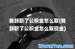 我辞职了公积金怎么取(我辞职了公积金怎么取现金)
