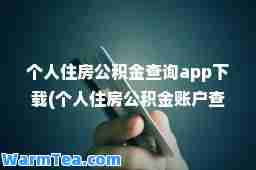 个人住房公积金查询app下载(个人住房公积金账户查询app)