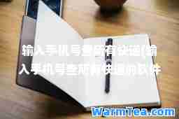 输入手机号查所有快递(输入手机号查所有快递的软件)