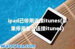 ipad已停用连接itunes(苹果停用怎么连接itunes)