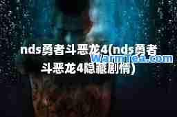 nds勇者斗恶龙4(nds勇者斗恶龙4隐藏剧情)