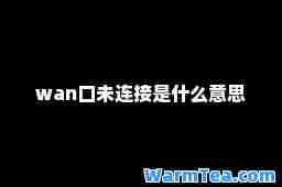 wan口未连接是什么意思