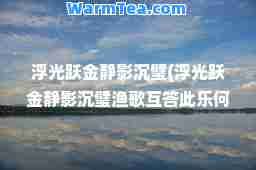 浮光跃金静影沉璧(浮光跃金静影沉璧渔歌互答此乐何极翻译)