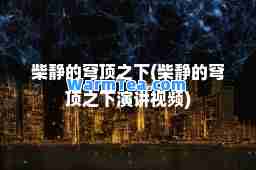 柴静的穹顶之下(柴静的穹顶之下演讲视频)