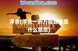 浮舍(浮舍一刹万般皆舍是什么意思)