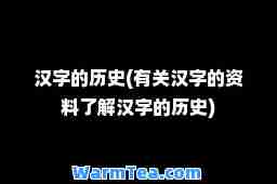 汉字的历史(有关汉字的资料了解汉字的历史)