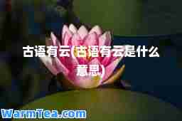 古语有云(古语有云是什么意思)