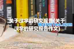 关于汉字的研究报告(关于汉字的研究报告作文)
