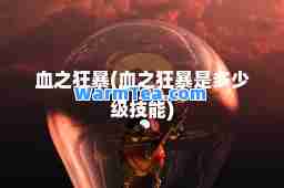 血之狂暴(血之狂暴是多少级技能)