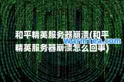 和平精英服务器崩溃(和平精英服务器崩溃怎么回事)