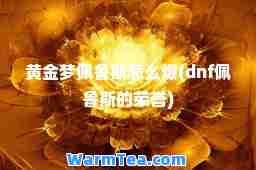 黄金梦佩鲁斯怎么爆(dnf佩鲁斯的荣誉)