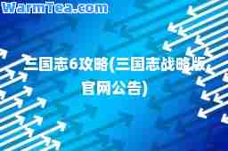 三国志6攻略(三国志战略版官网公告)