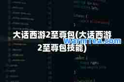 大话西游2尊包(大话西游2尊包技能)