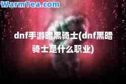 dnf手游暗黑骑士(dnf黑暗骑士是什么职业)