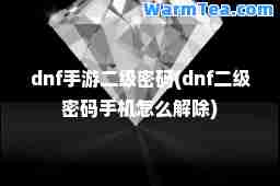 dnf手游二级密码(dnf二级密码手机怎么解除)