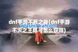 dnf手游不死之身(dnf手游不灭之王称号怎么获得)