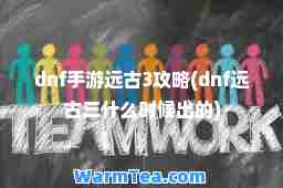 dnf手游远古3攻略(dnf远古三什么时候出的)
