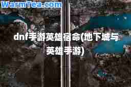 dnf手游英雄宿(地下城与英雄手游)