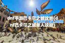 dnf手游巴卡尔之城攻略(dnf巴卡尔之城单人攻略)