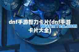 dnf手游智力卡片(dnf手游卡片大全)