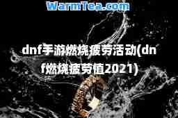 dnf手游燃烧疲劳活动(dnf燃烧疲劳值2021)