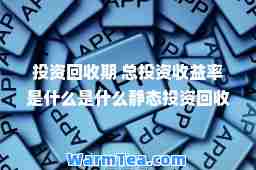 投资回收期 总投资收益率是什么是什么静态投资回收期