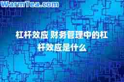 杠杆效应 财务管理中的杠杆效应是什么