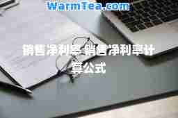 销售净利率 销售净利率计算公式