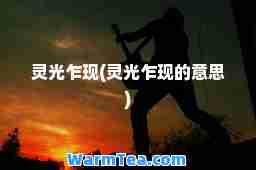 灵光乍现(灵光乍现的意思)