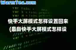 快手大屏模式怎样设置回来(快手大屏模式怎样设置回来)