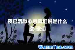 夜已沉默心事向谁说是什么歌-歌词