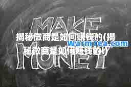 揭秘微商是如何赚钱的(揭秘微商是如何赚钱的l)