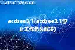 acdsee3.1(acdsee3.1停止工作怎么解决)