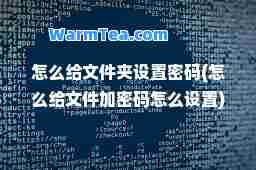 怎么给文件夹设置密码(怎么给文件加密码怎么设置)