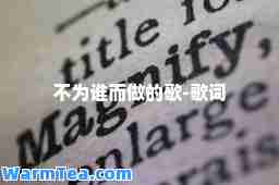 不为谁而做的歌-歌词